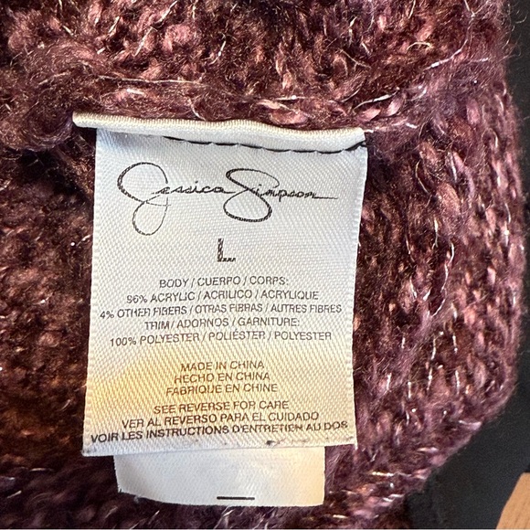 Jessica Simpson Mauve Knit Sweater w Beaded Embellishments Long Sleeve - Picture 7 of 9
